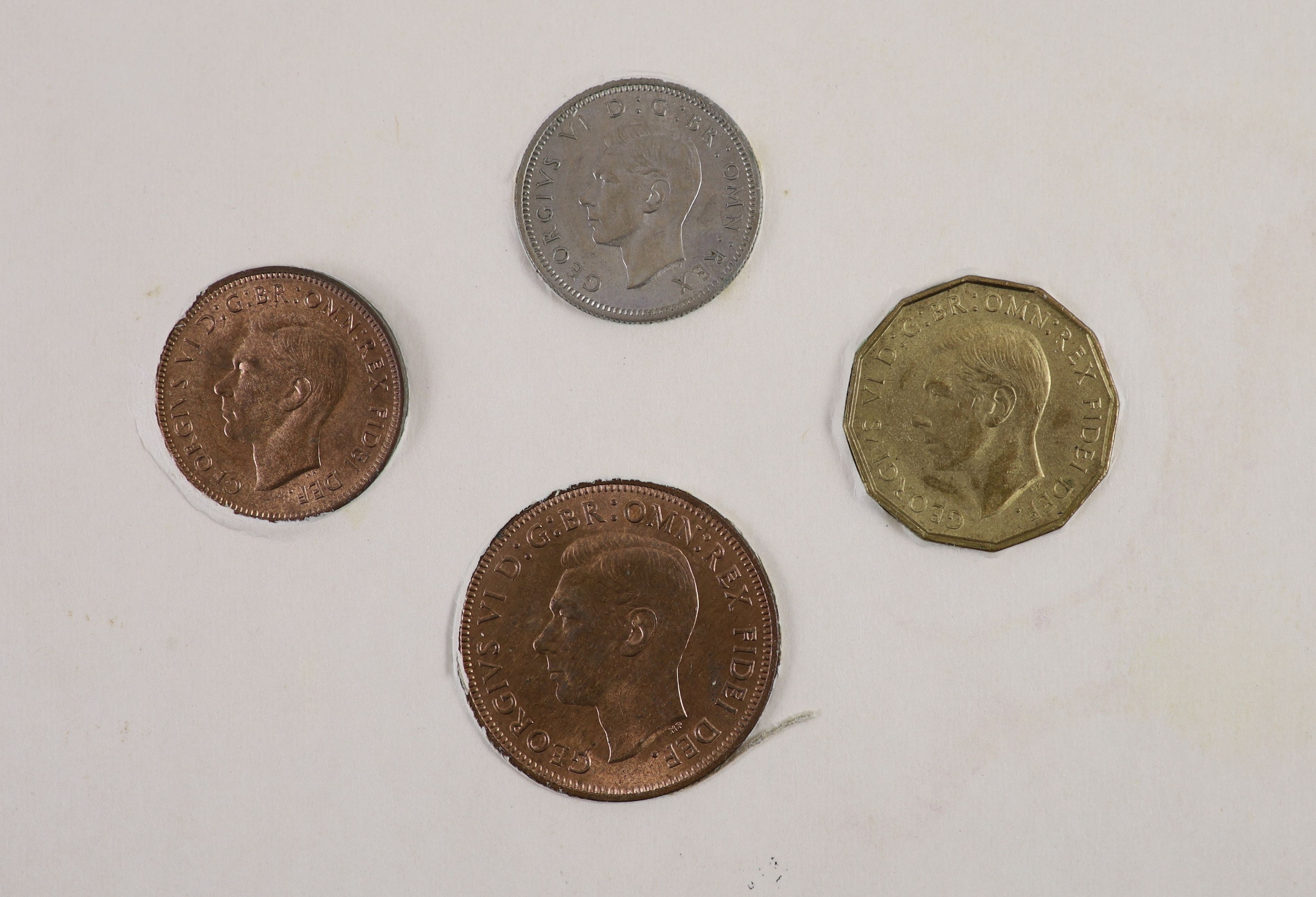 George VI specimen coin set for 1952, second issue, and a Festival of Britain Crown, 1951